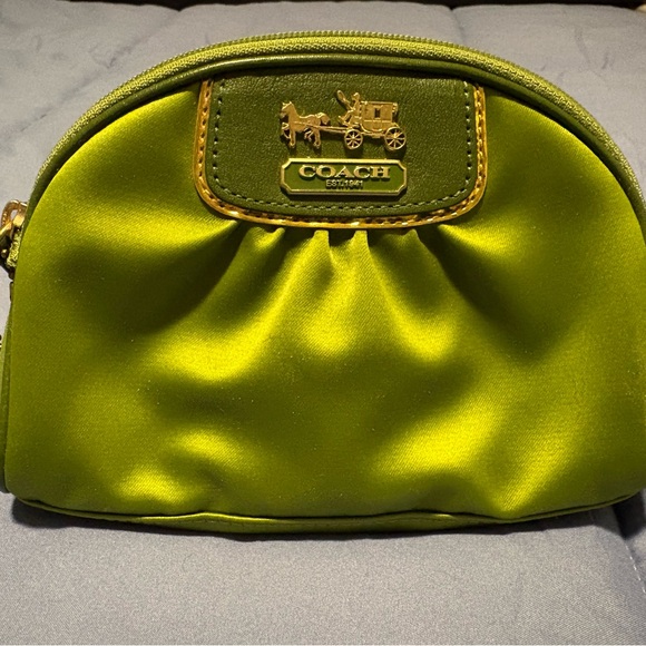 Coach Handbags - Coach Amanda Green Satin Cosmetic Bag